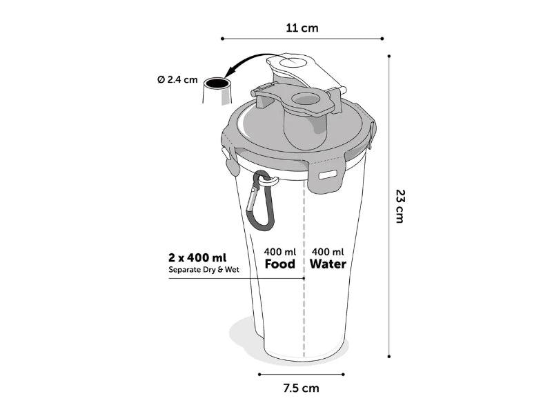 2in1 Reisebecher Trinka Flamingo für Wasser & Futter - Camperreich